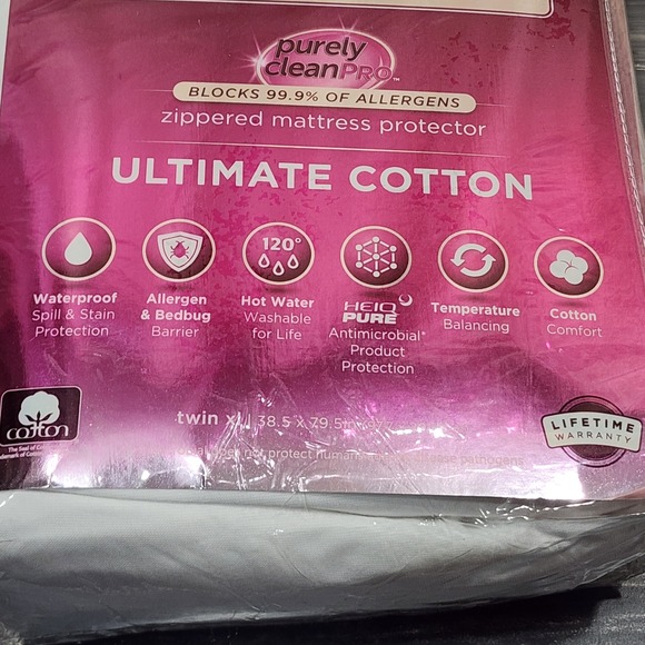 Allerease Purely Clean Pro Twin XL Zippered Mattress Protector Ultimate Cotton - Picture 6 of 8